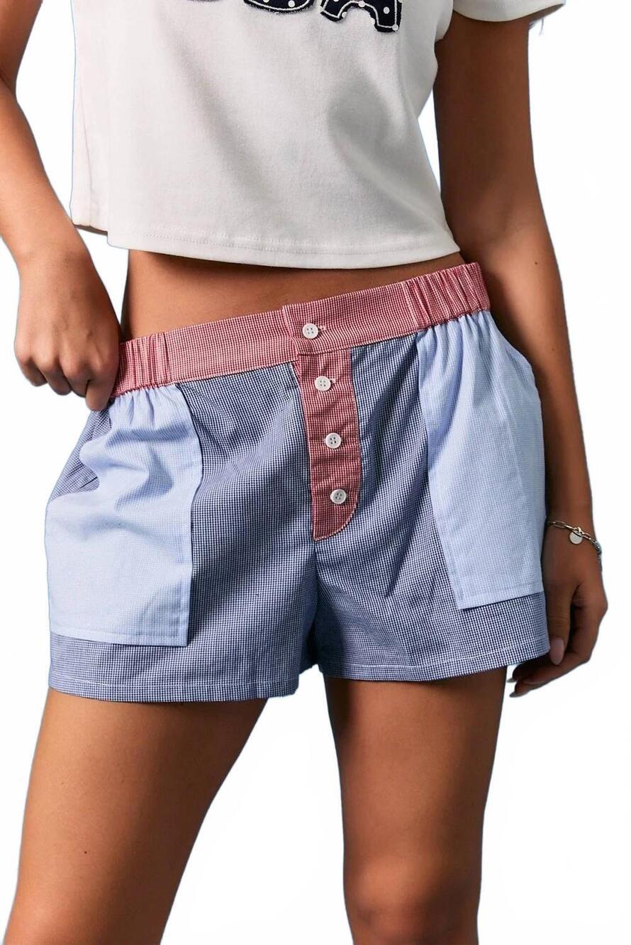 NEW LE LIS low rise contrast detail shorts in blue